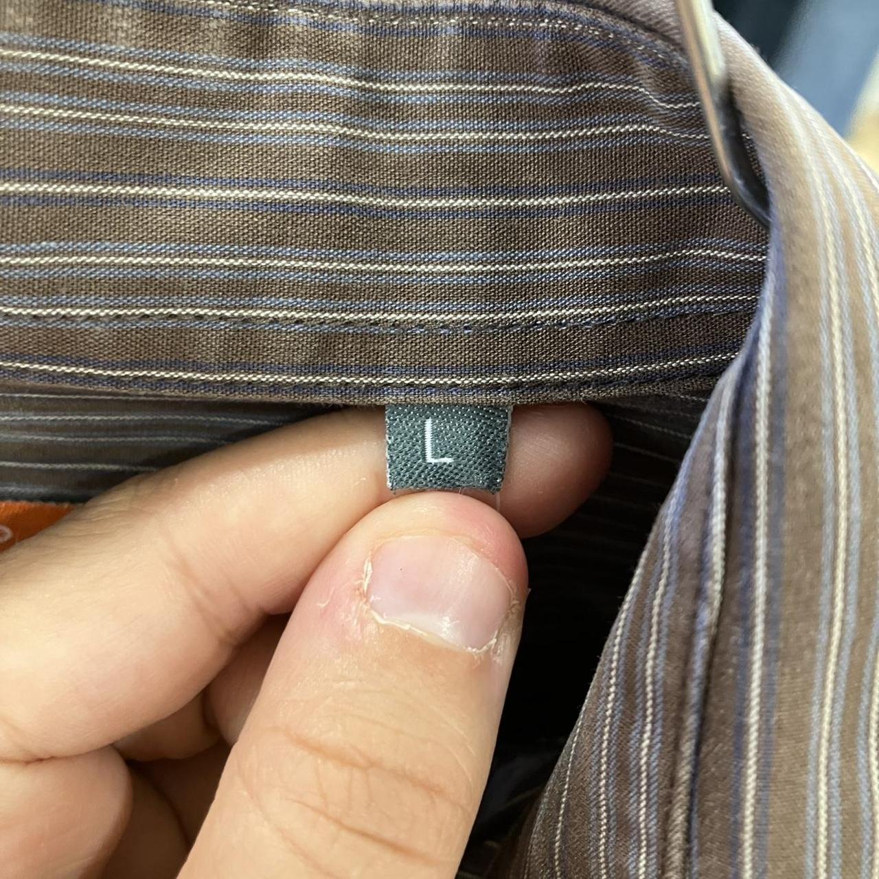 rionero 00s grey brown striped long sleeve button down shirt