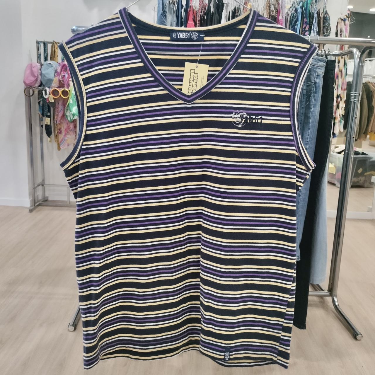 yab51 purple yellow striped tank top
