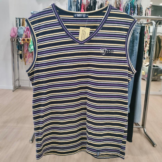 yab51 purple yellow striped tank top