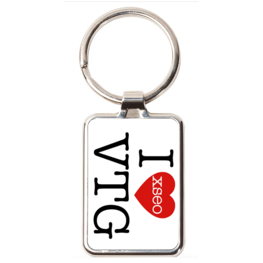 i <3 vtg keychain - recycled stainless steel